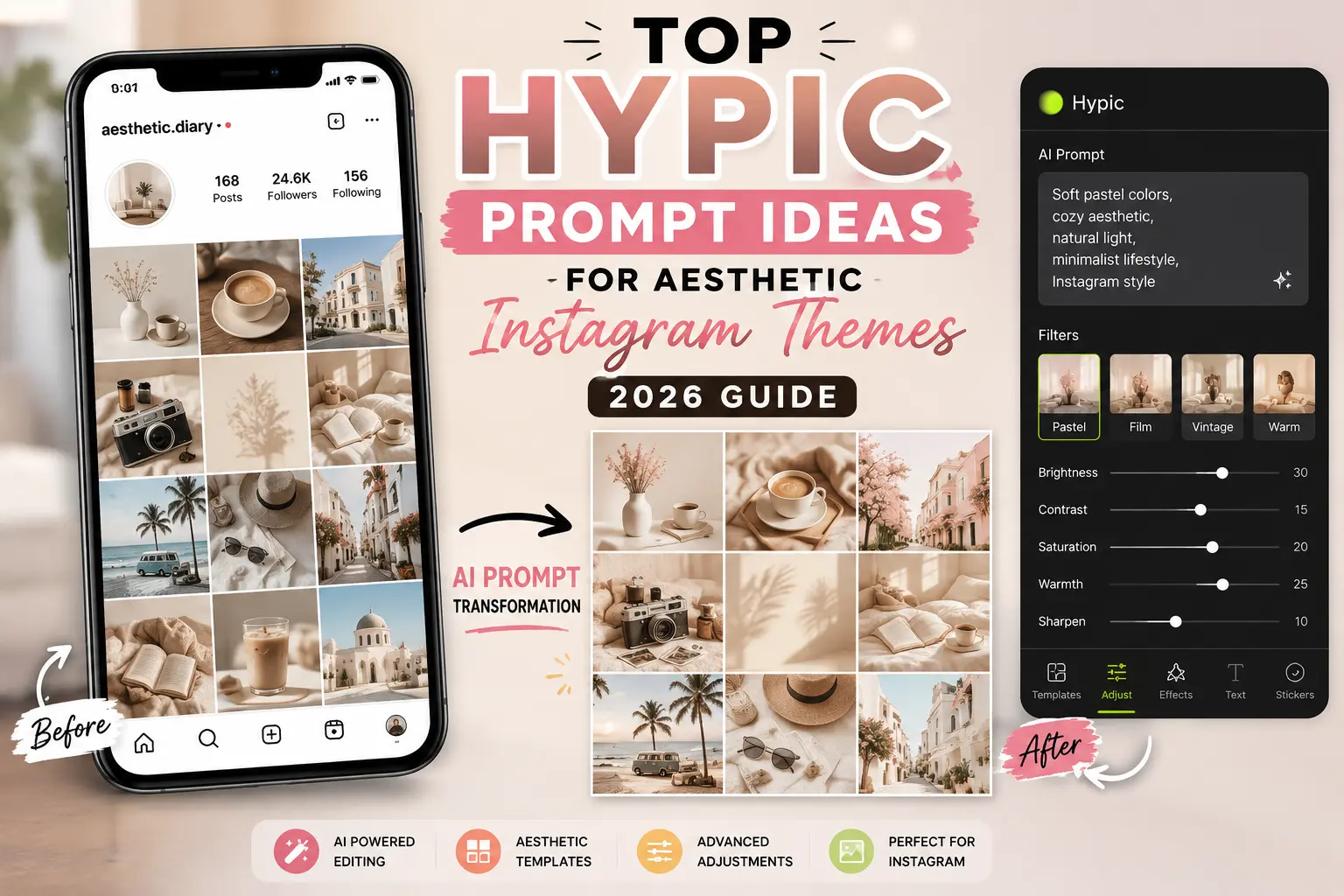 Top Hypic Prompt Ideas for Aesthetic Instagram Themes (2026 Guide) 1 Top Hypic prompt ideas for aesthetic Instagram themes in 2026