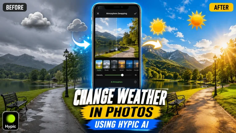 Change weather in photos using Hypic AI Atmosphere Swapping feature.