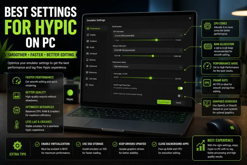 Best Hypic emulator settings for smoother photo editing on PC